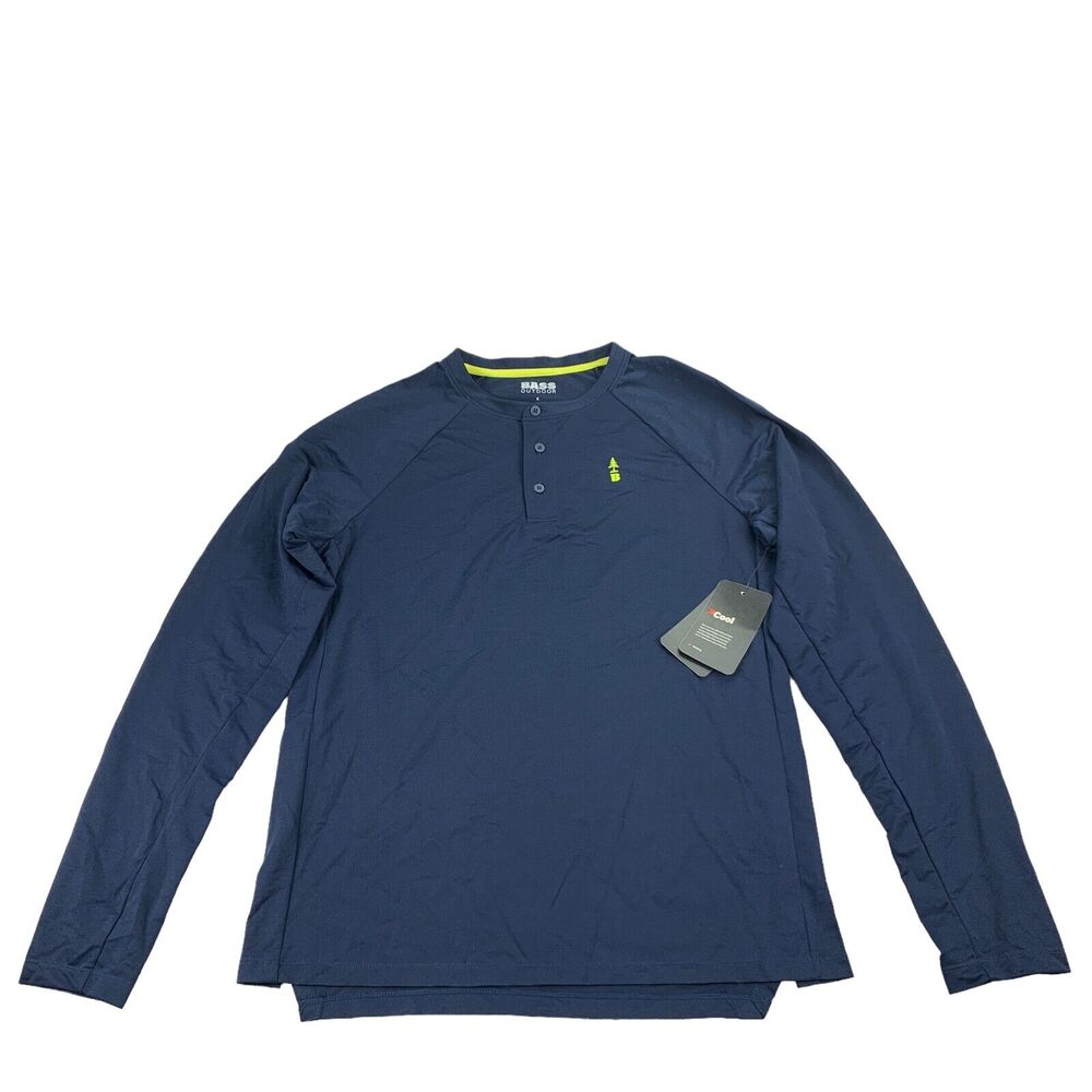 Bass Outdoor Mens Hilltop Henley Long Sleeve Hiking Shirt Navy Blue S